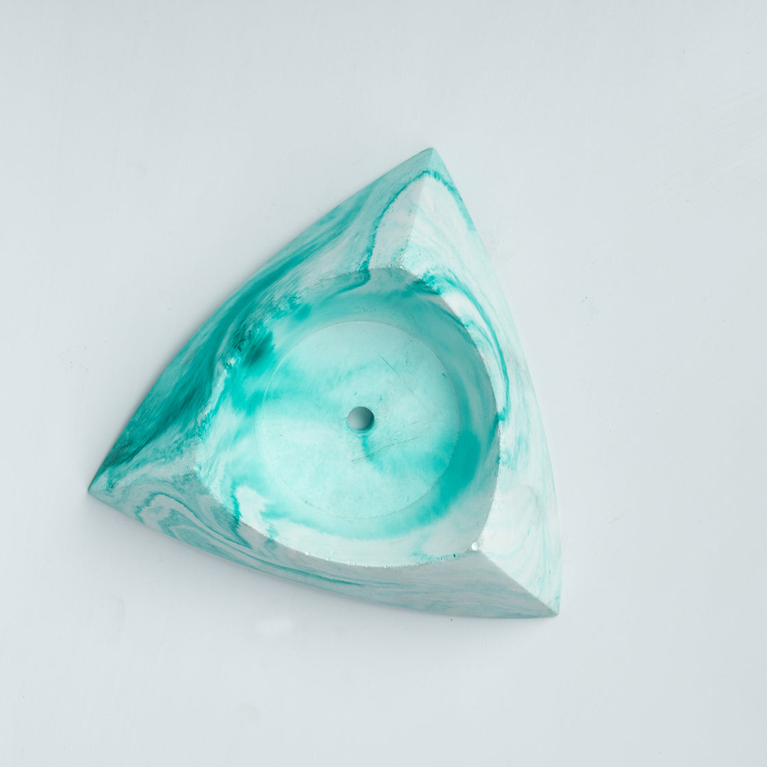 Tricle-Mint Marble-Circular Triangle Shaped Planter