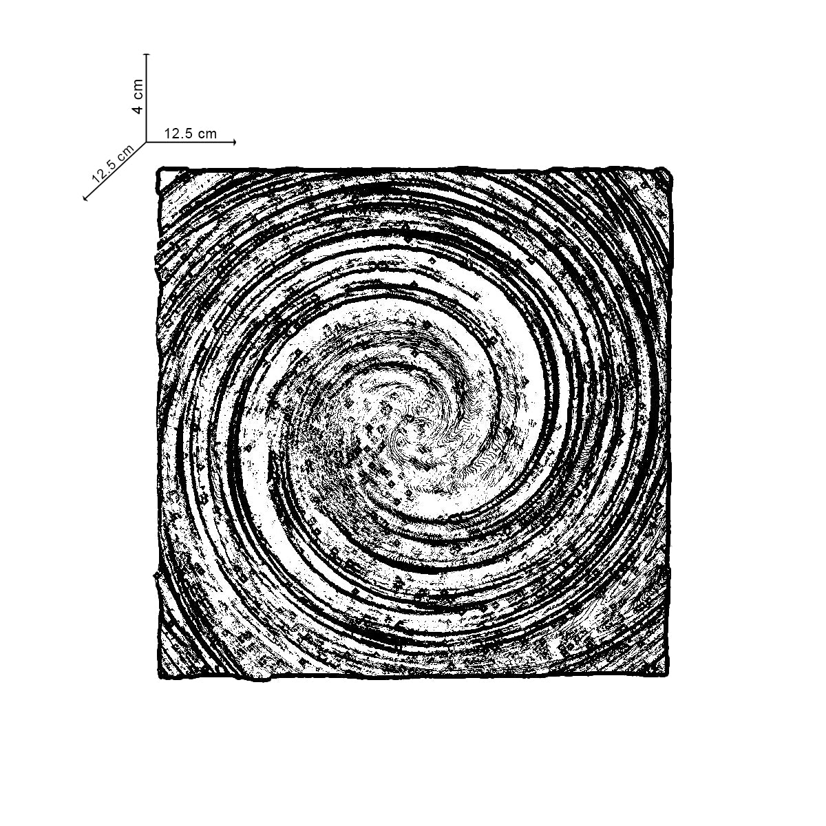 Cyclone Black - Spiral Design ashtray resting on a square base- contemporary design ashtray