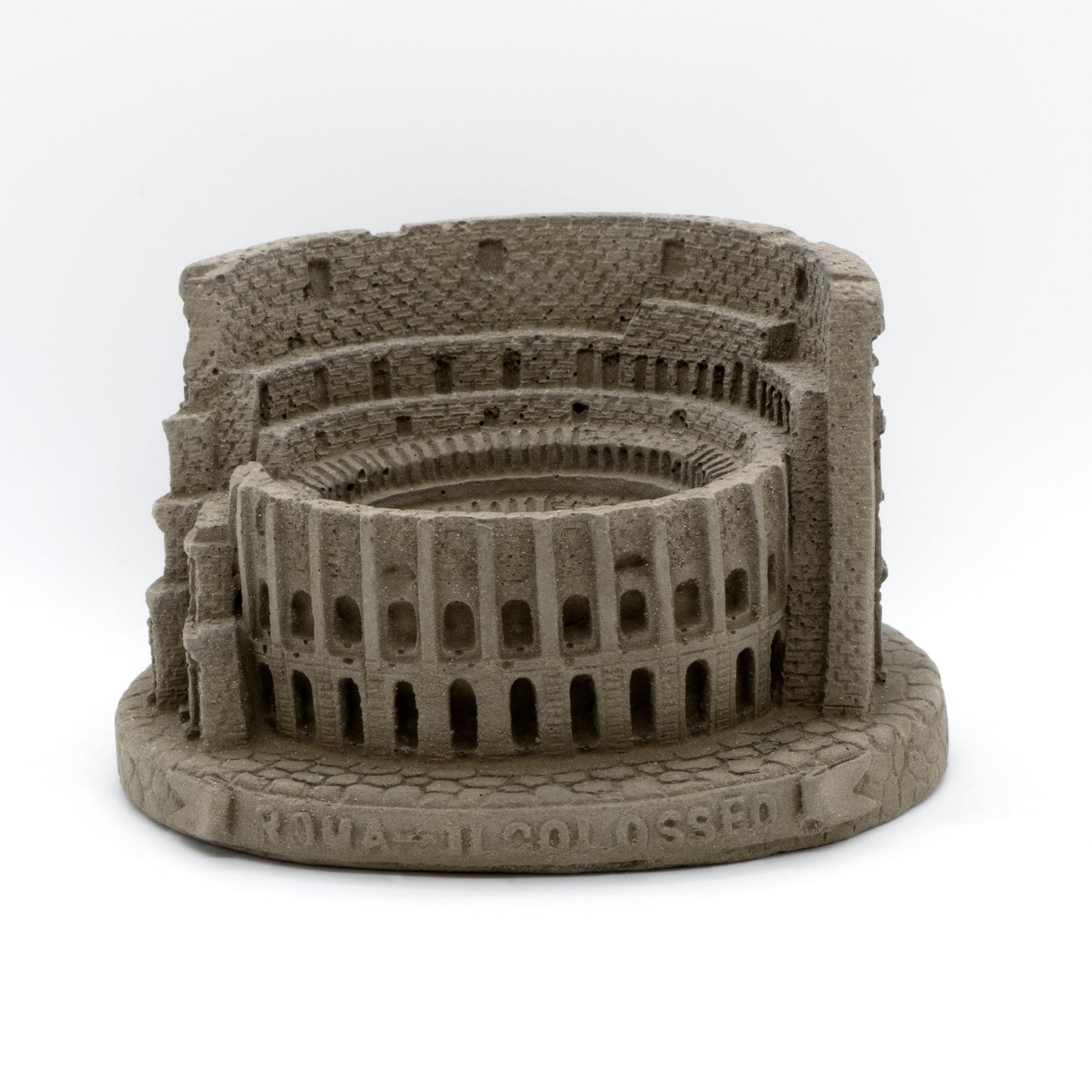 Colosseum Monument Miniature Dark Concrete - Architectural Desk Accessory Paper Weight or Roman Ashtray
