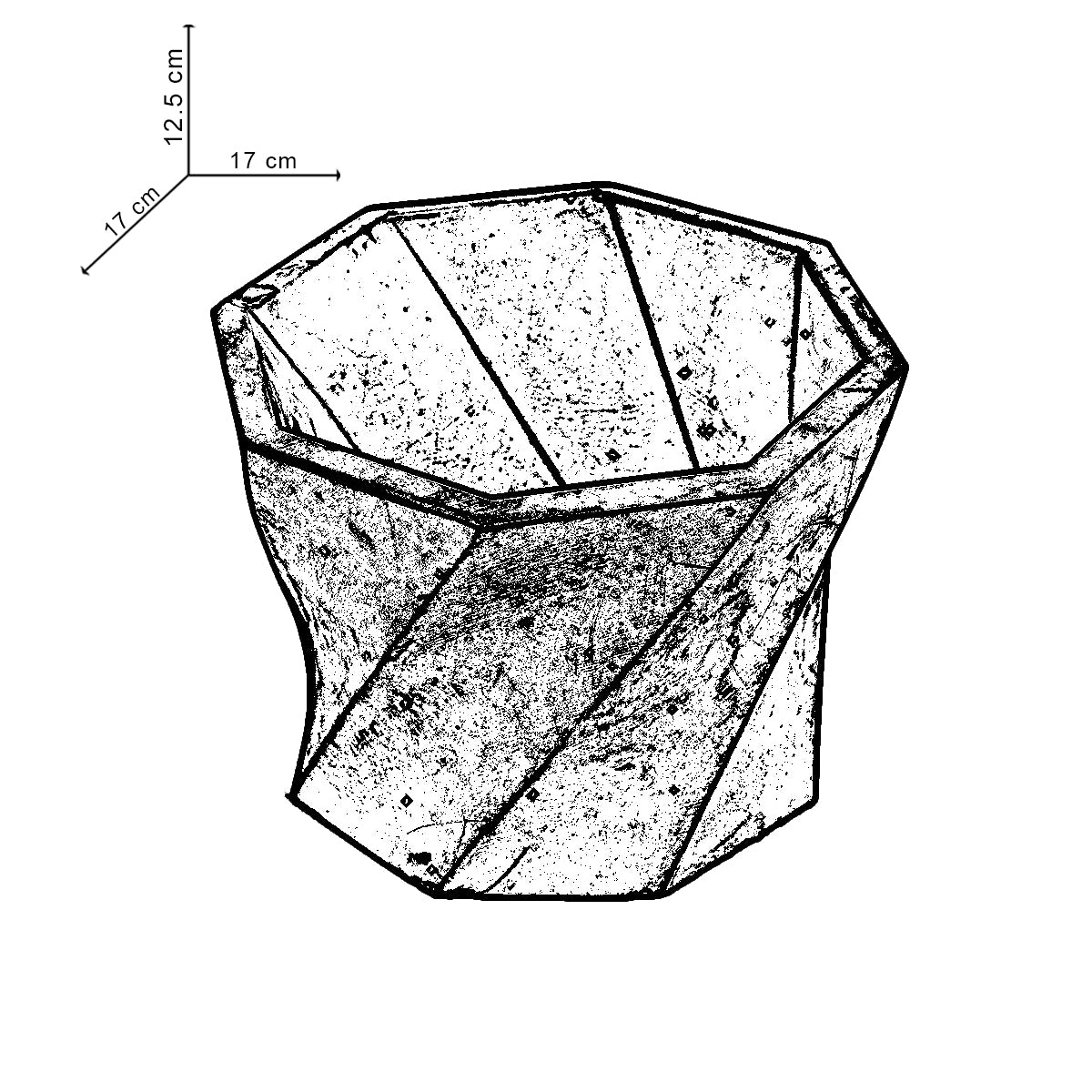Dyoct-Dark Concrete-Octagonal Faceted Modern Planter