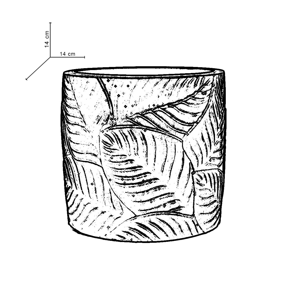 Frond-Mint Marble-Leaf Imprint Planter, features an Embossed Leaves texture