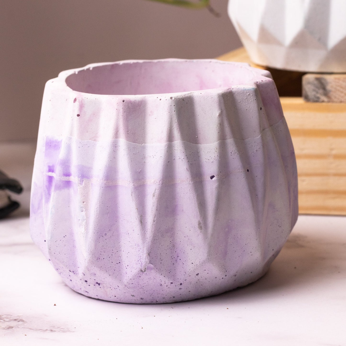 Onca Dark Concrete - Geometric Succulent Planter for Table top Decor, Window sill or Ledge for Home & Office
