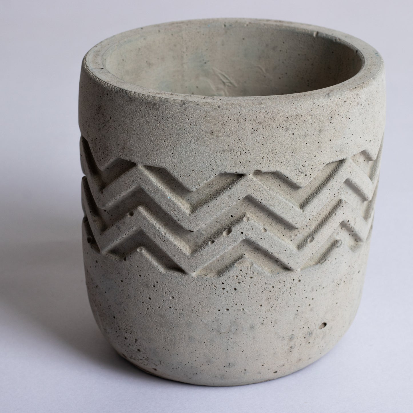 Chevro Planter Cement Finish - Chevron Pattern Designer Succulent Planter for Home And Office Decor