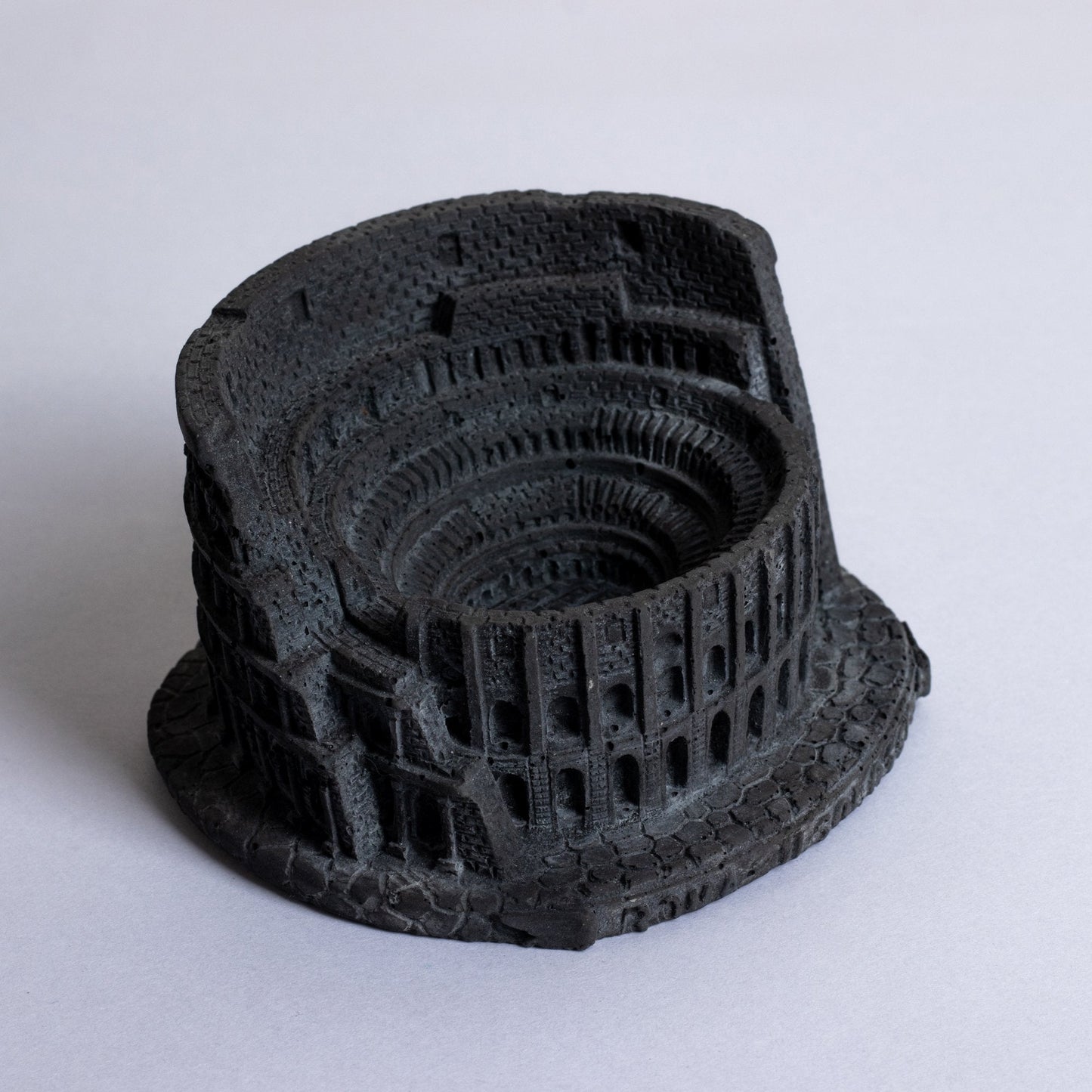 New Colosseum Monument Miniature Dark Concrete - Architectural Desk Accessory Paper Weight or Roman Ashtray