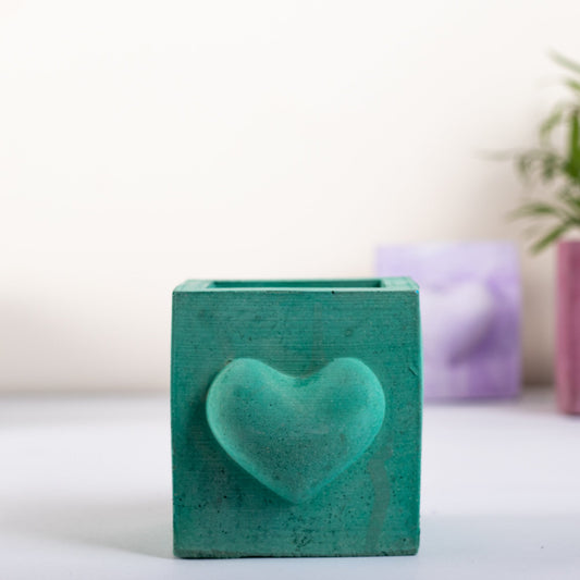 Hearty Planter Basil Green - 3D Heart shape Planter or Pen Stand for gifting to loved ones