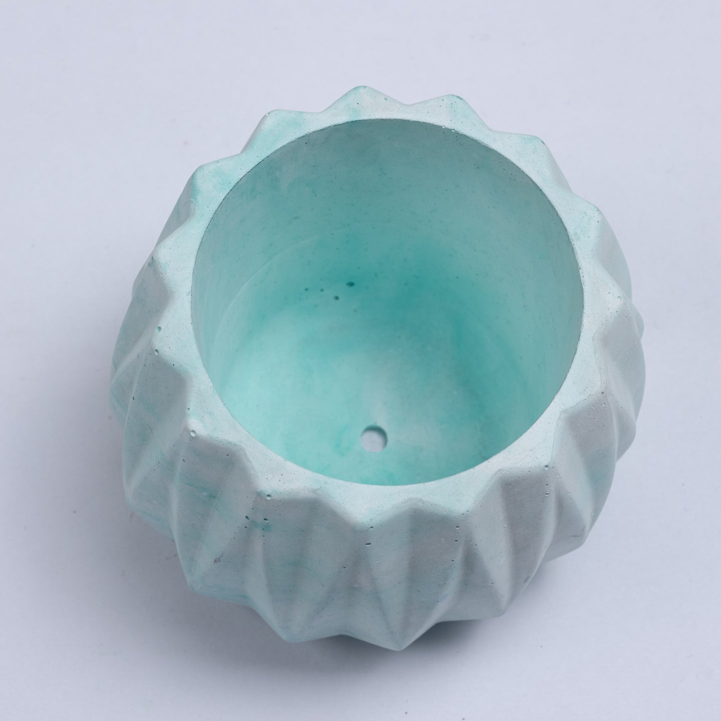 Onca Mint Marble - Geometric Succulent Planter for Table top Decor, Window sill or Ledge for Home & Office