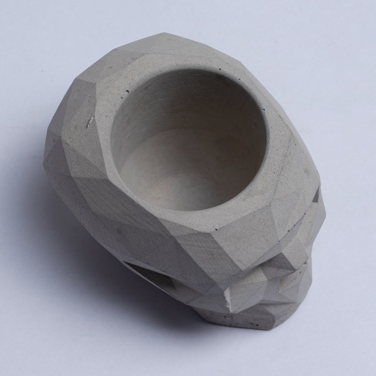 Skull Cement Finish - Unique geometric skull shaped 3D pointed planter / Paperweight for Home & Office