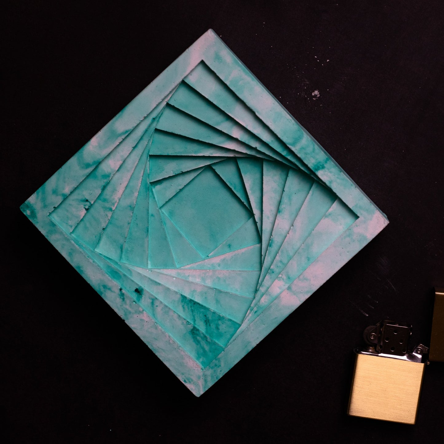 Conto Ashtray Basil Green - Designer Geometric Stepped Ashtray for Indoor & Outdoor