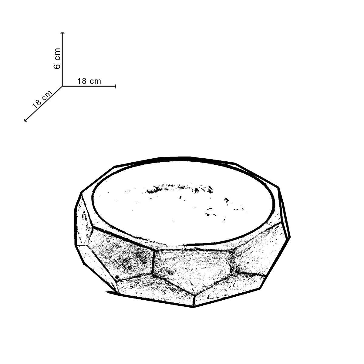 Nonagon Bowl-Dark Concrete-All-purpose Homeware- Fruit bowl and Plant bowl