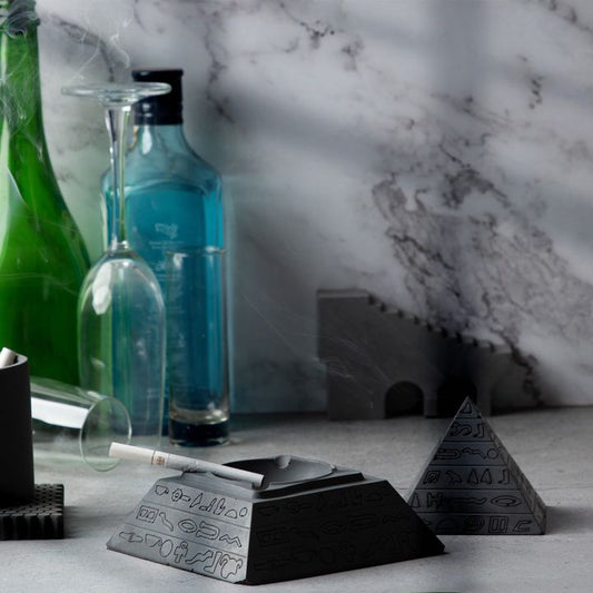 The Pyramid of Giza Dark Concrete - Egyptian Style Concrete Ashtray with Lid