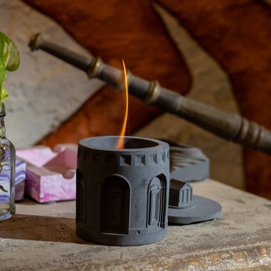 The Greek Temple Greek Design Fire Pit with lid- Statement Design with arches