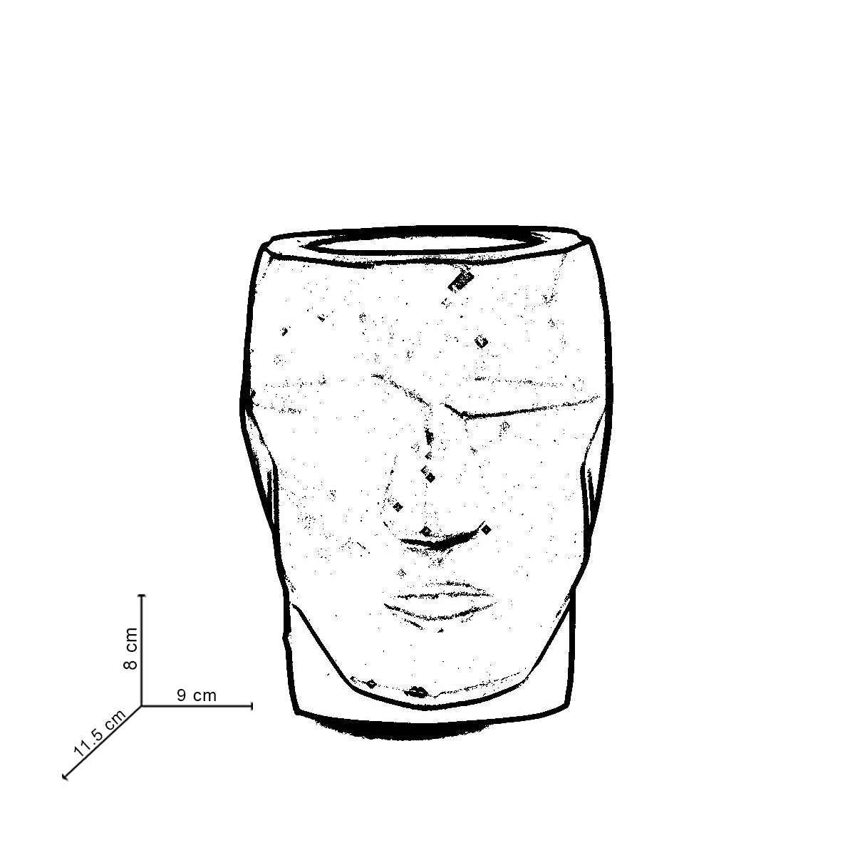 Skull-n-vogue- Dark Concrete Head shaped pot, ideal for both indoor and outdoor plants, contemporary faceted design