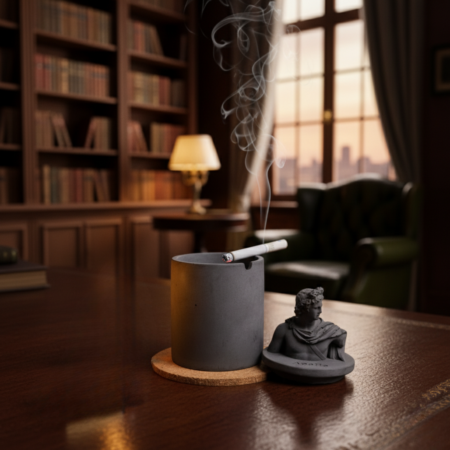 Apollo Atop Dark Concrete-Greek Home Decor- A container with a Greek God lid. Statement decor piece ideal for gifting, home, and work decor.