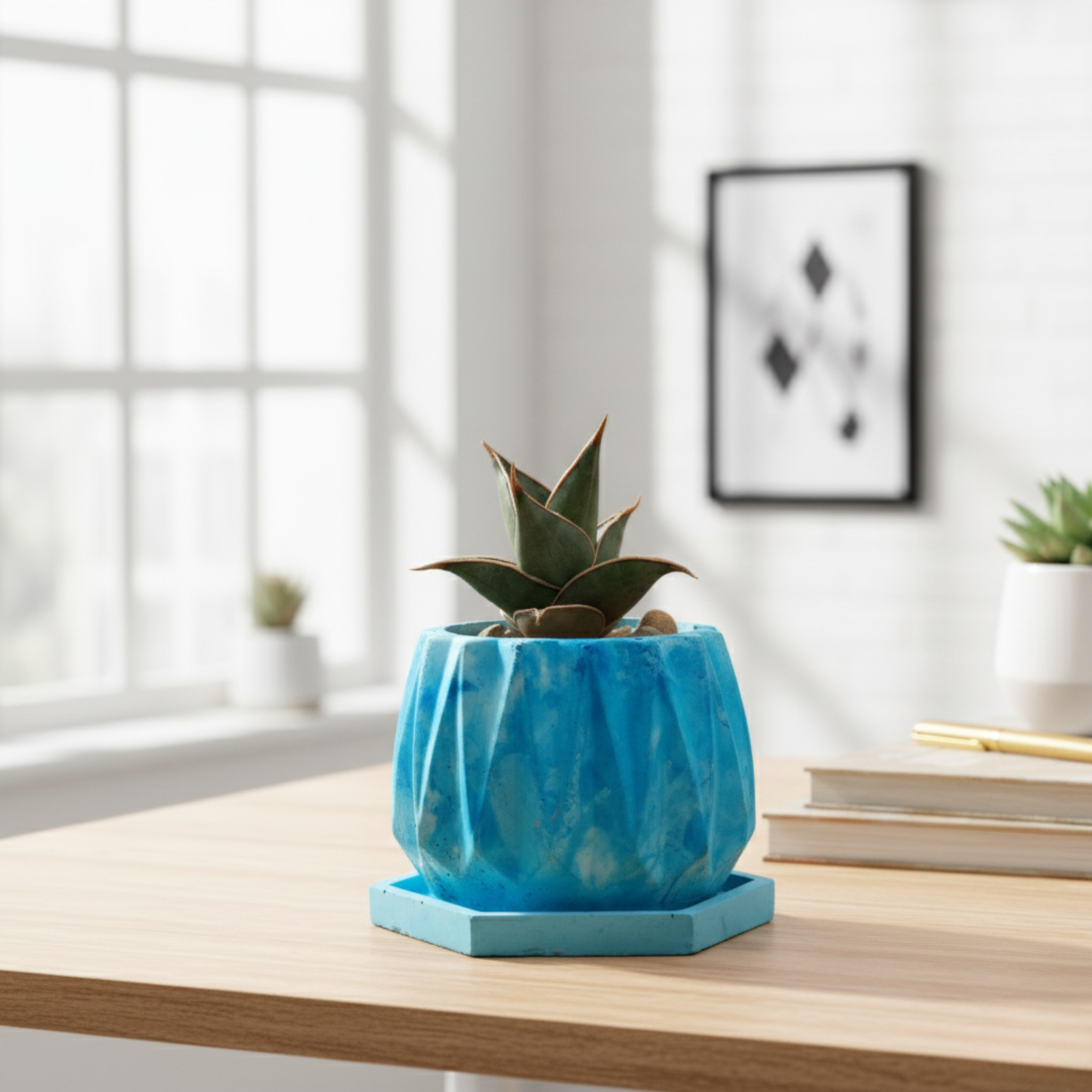 Onca Cloud - Geometric Succulent Planter for Table top Decor, Window sill or Ledge for Home & Office