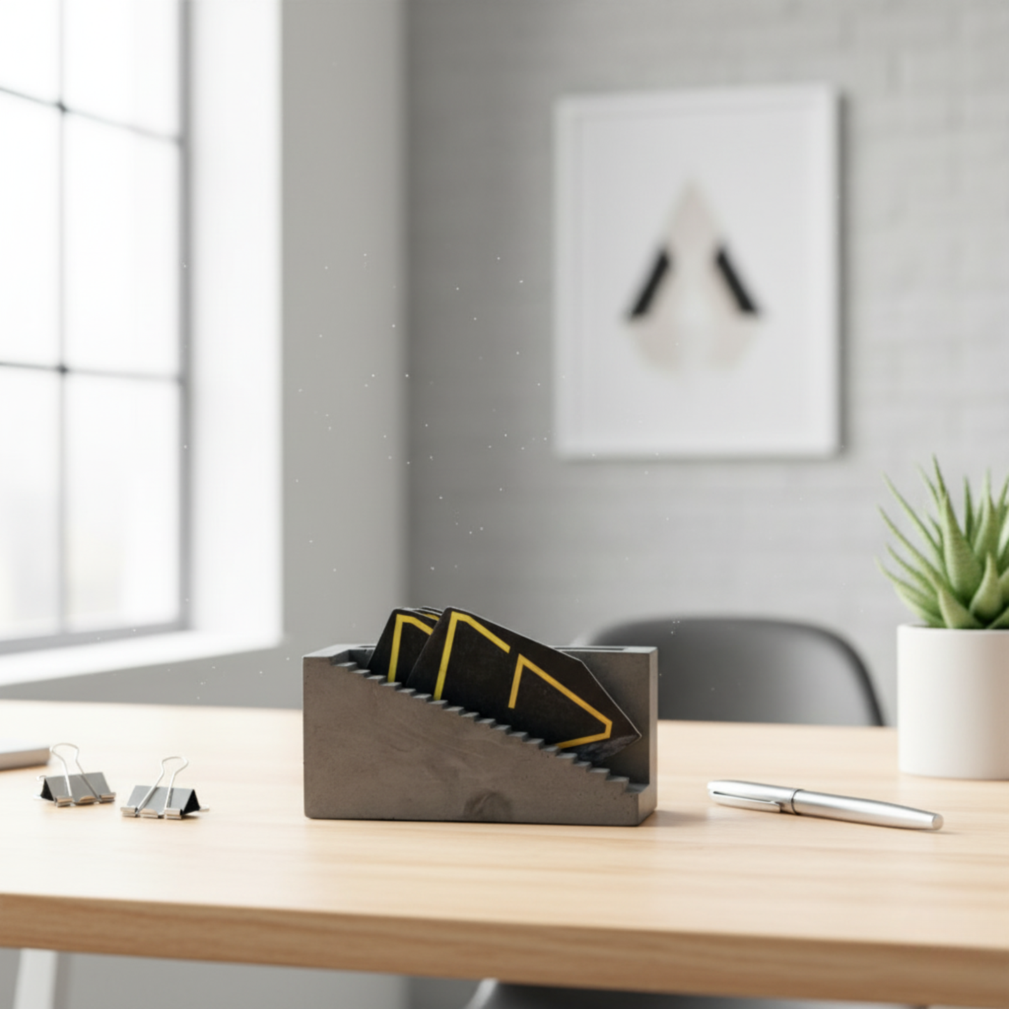 Stairy Concrete Card Holder with a staircase-inspired design