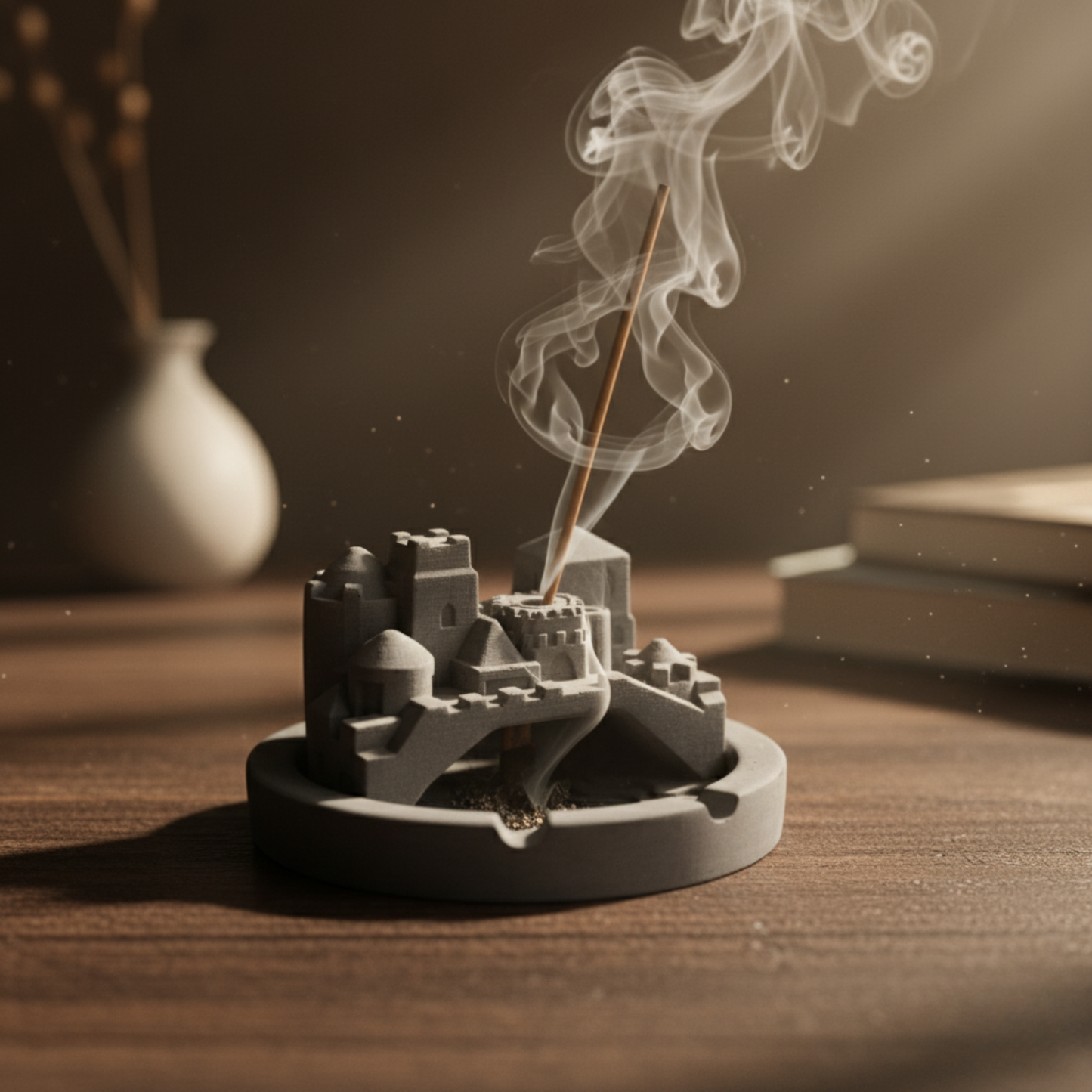 Cosmic City Dark Concrete-Statement decor piece that doubles up as a unique ashtray, incense stick holder