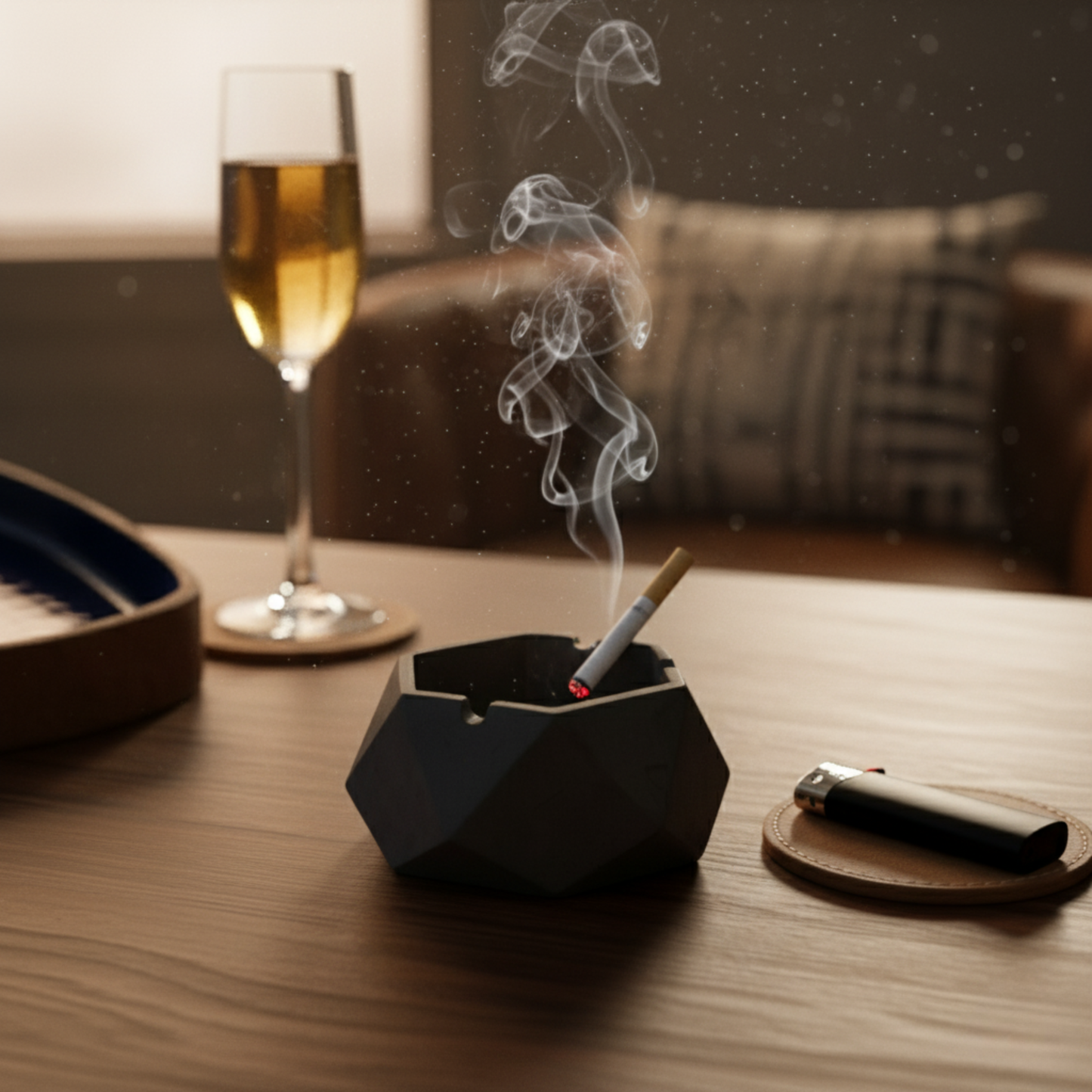 Hextray 2.0 Dark Concrete - Geometric Pattern Hexagonal Ashtray