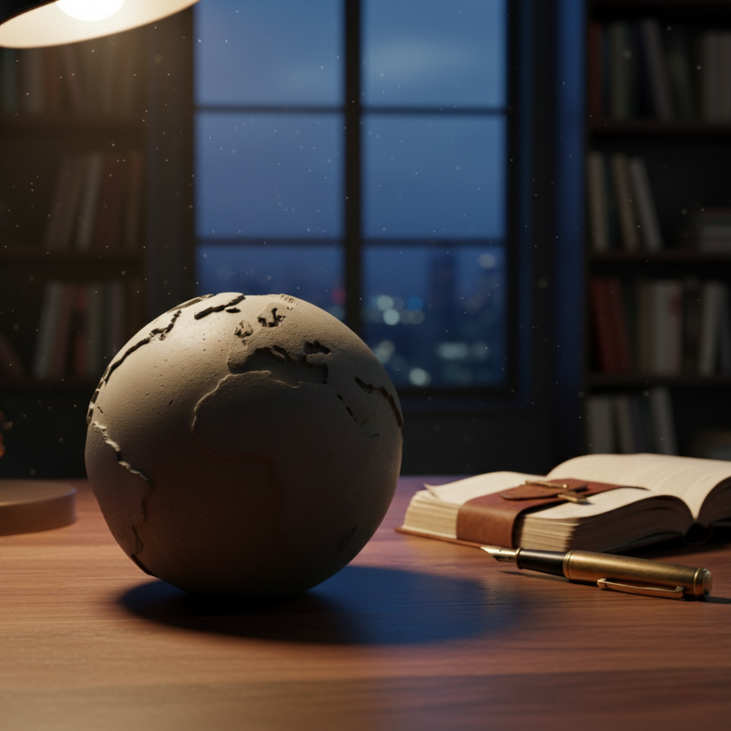 Greyt Globe-Dark Concrete-Monochromatic Globe for work desk- Desk essentials for home, office by Greyt