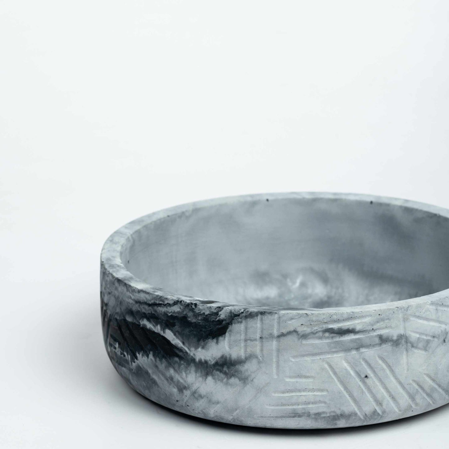 Oblik-Mint Marble-Zigzag Patterned Fruit Bowl and Plant Bowl