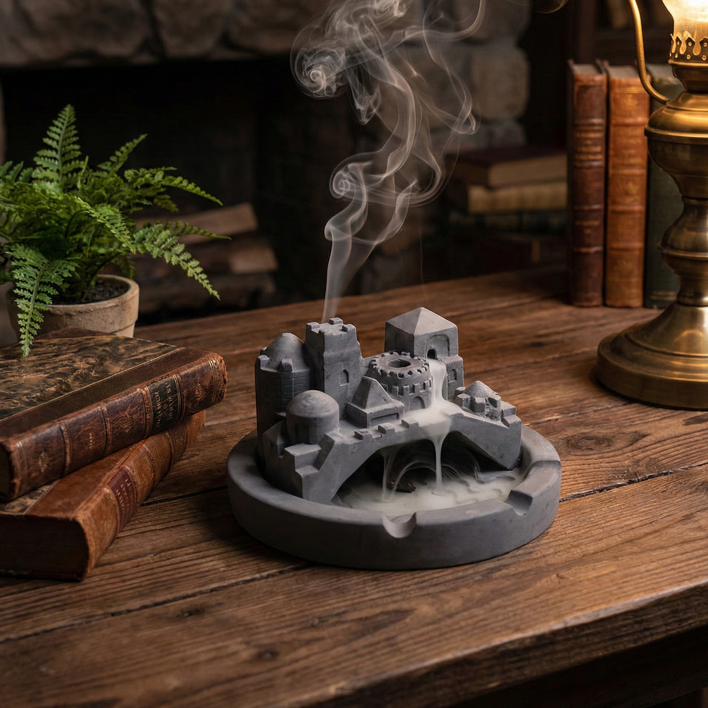 New  Cosmic City Dark Concrete-Statement decor piece that doubles up as a unique ashtray, incense stick holder