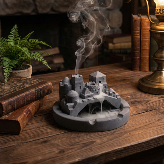 New  Cosmic City Dark Concrete-Statement decor piece that doubles up as a unique ashtray, incense stick holder