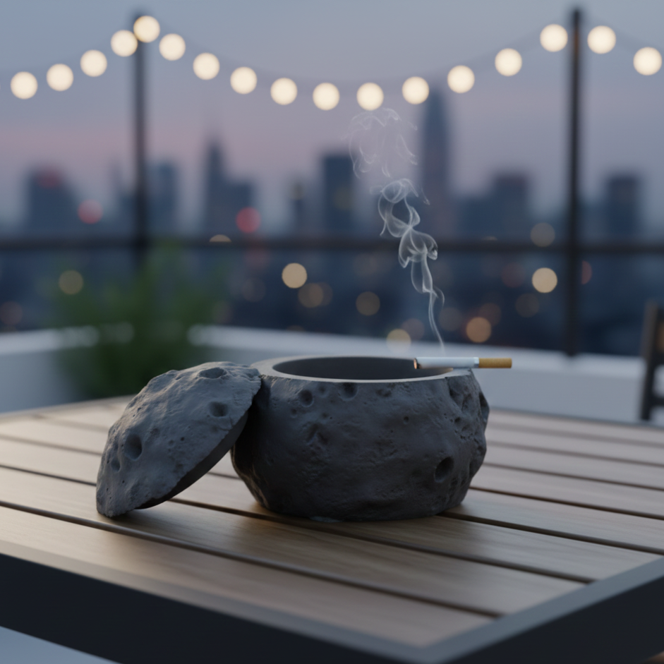 Moonlit - Moon Surface Ashtray with Lid