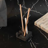 Squamid-Black-TableTop Decor from the house of Greyt- Square Shaped Holder with a unique design- can be used as a pen stand, toothbrush holder, makeup holder
