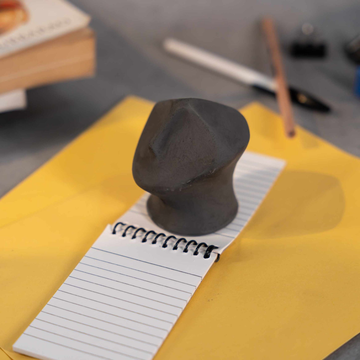 Anthropoid- Dark Concrete Human Face inspired Table top decor and paper weight- Minimalist, contemporary design.