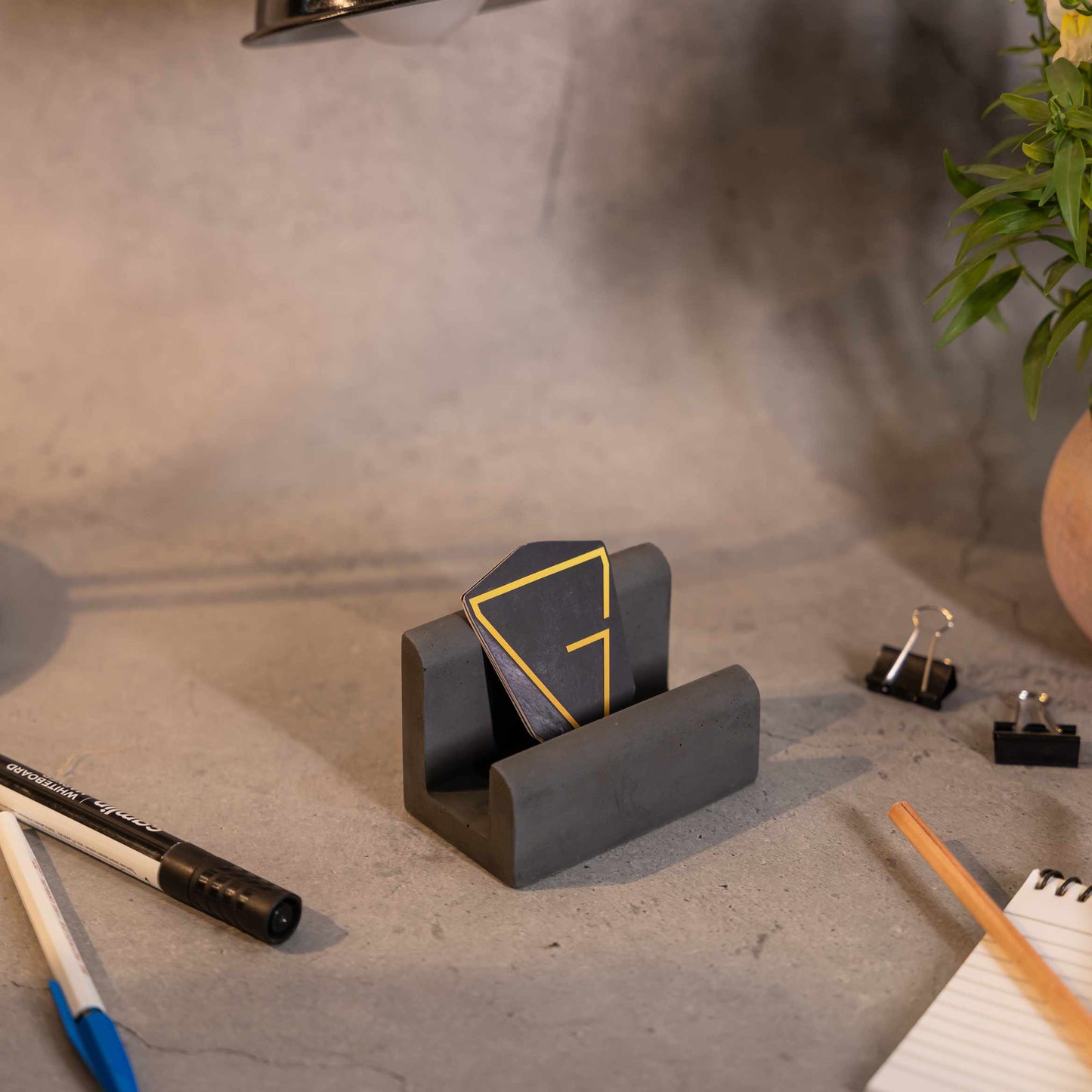 LeCardo Holder-Cement finish-Cardholder for stacking your business cards in style