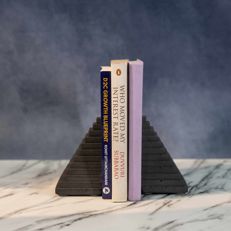 Staircase to Knowledge - Stepped Design Bookend set of 2 for bookshelf goals