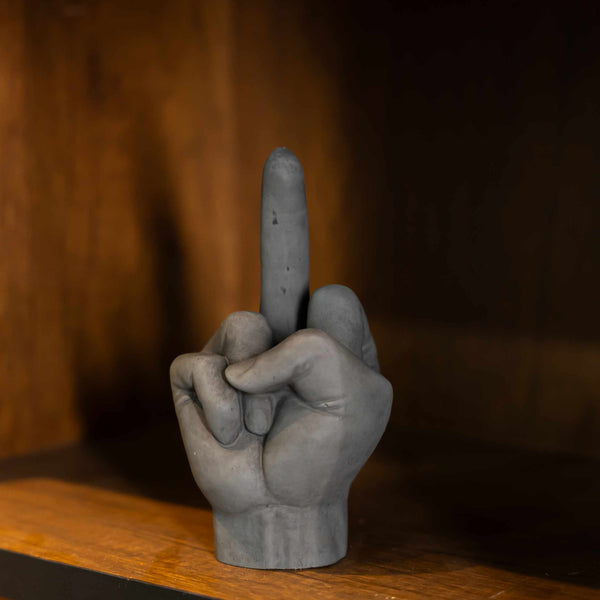 Middle finger Sculpture-Dark Concrete-Trendy Hand-inspired figurine- Middle Finger Sculpture Design for home decor.
