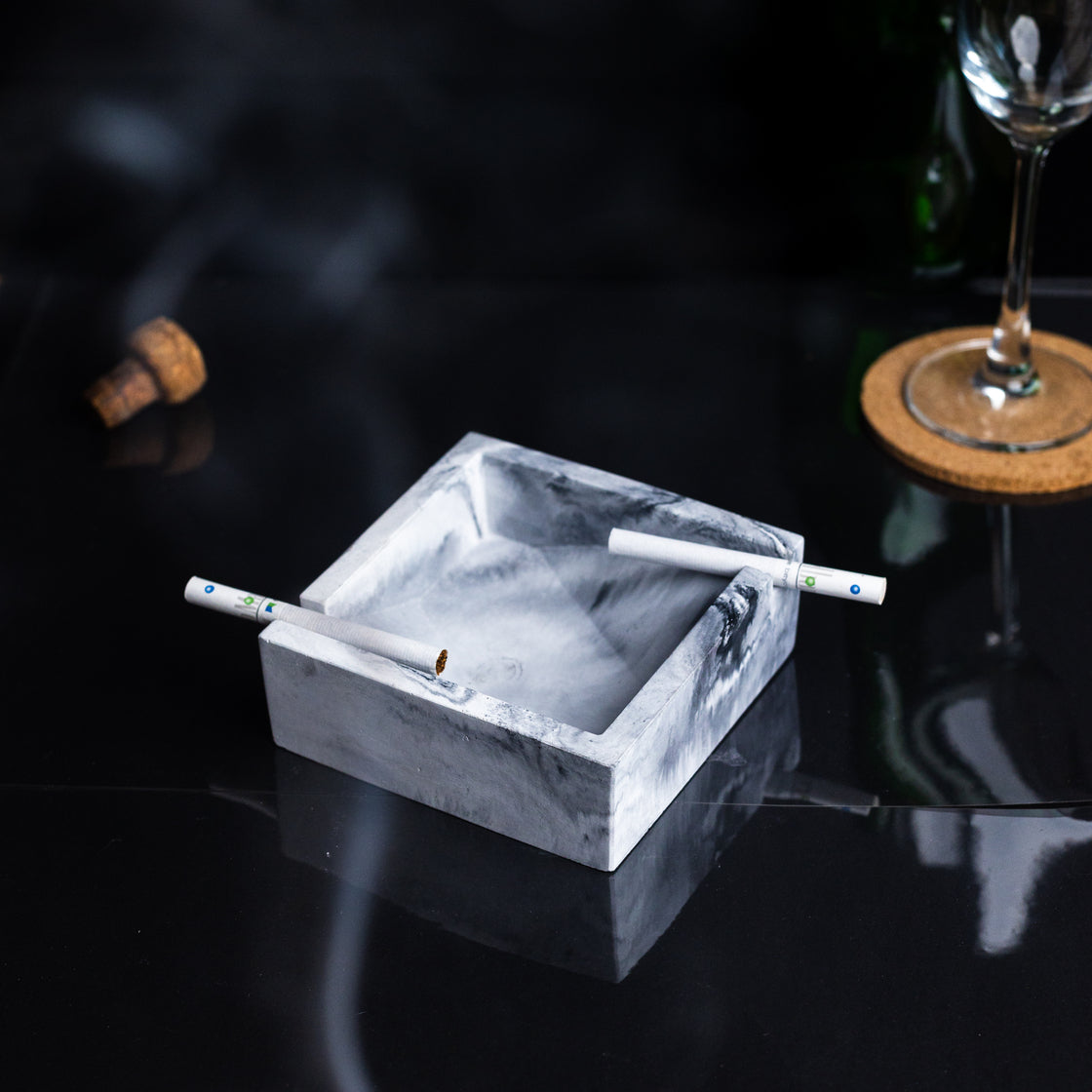 Squash Tray Black - A Square Shaped Ashtray- a perfect gift for friends, your partner, and colleagues.