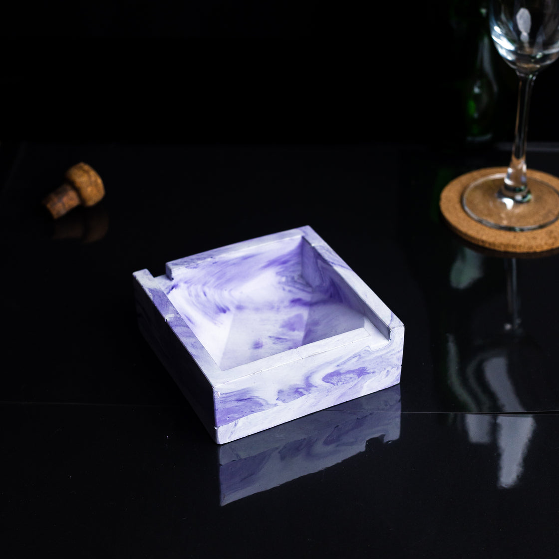 Squash Tray Mint Marble - A Square Shaped Ashtray- a perfect gift for friends, your partner, and colleagues.