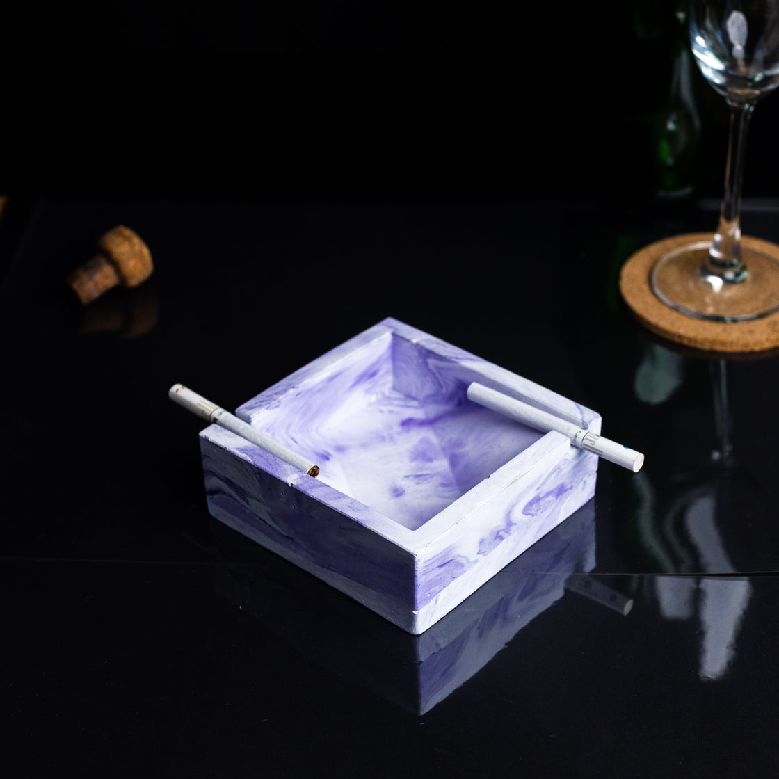 Squash Tray Black - A Square Shaped Ashtray- a perfect gift for friends, your partner, and colleagues.