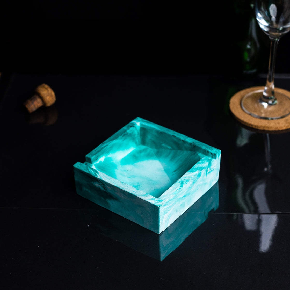 Squash Tray Mint Marble - A Square Shaped Ashtray- a perfect gift for friends, your partner, and colleagues.