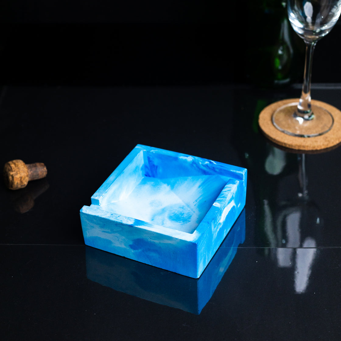 Squash Tray Mint Marble - A Square Shaped Ashtray- a perfect gift for friends, your partner, and colleagues.