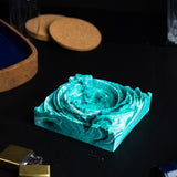 Cyclone Mint Marble - Spiral Design ashtray resting on a square base- contemporary design ashtray