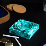 Cyclone Mint Marble - Spiral Design ashtray resting on a square base- contemporary design ashtray