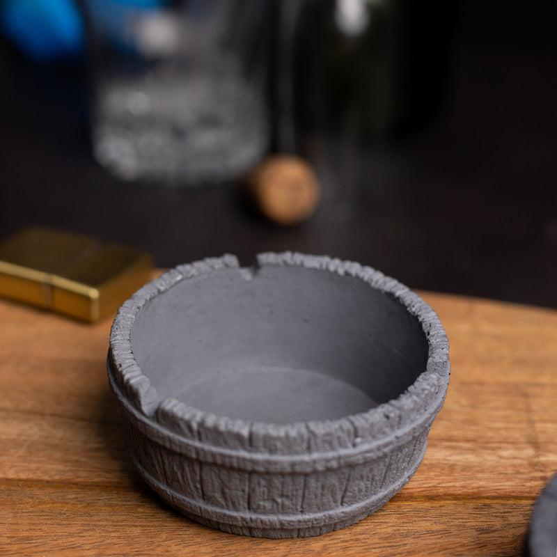 New Barrel Tray Dark Concrete - quirky design with rubber tyre patterns, ideal for gifting to friends, colleagues, and family