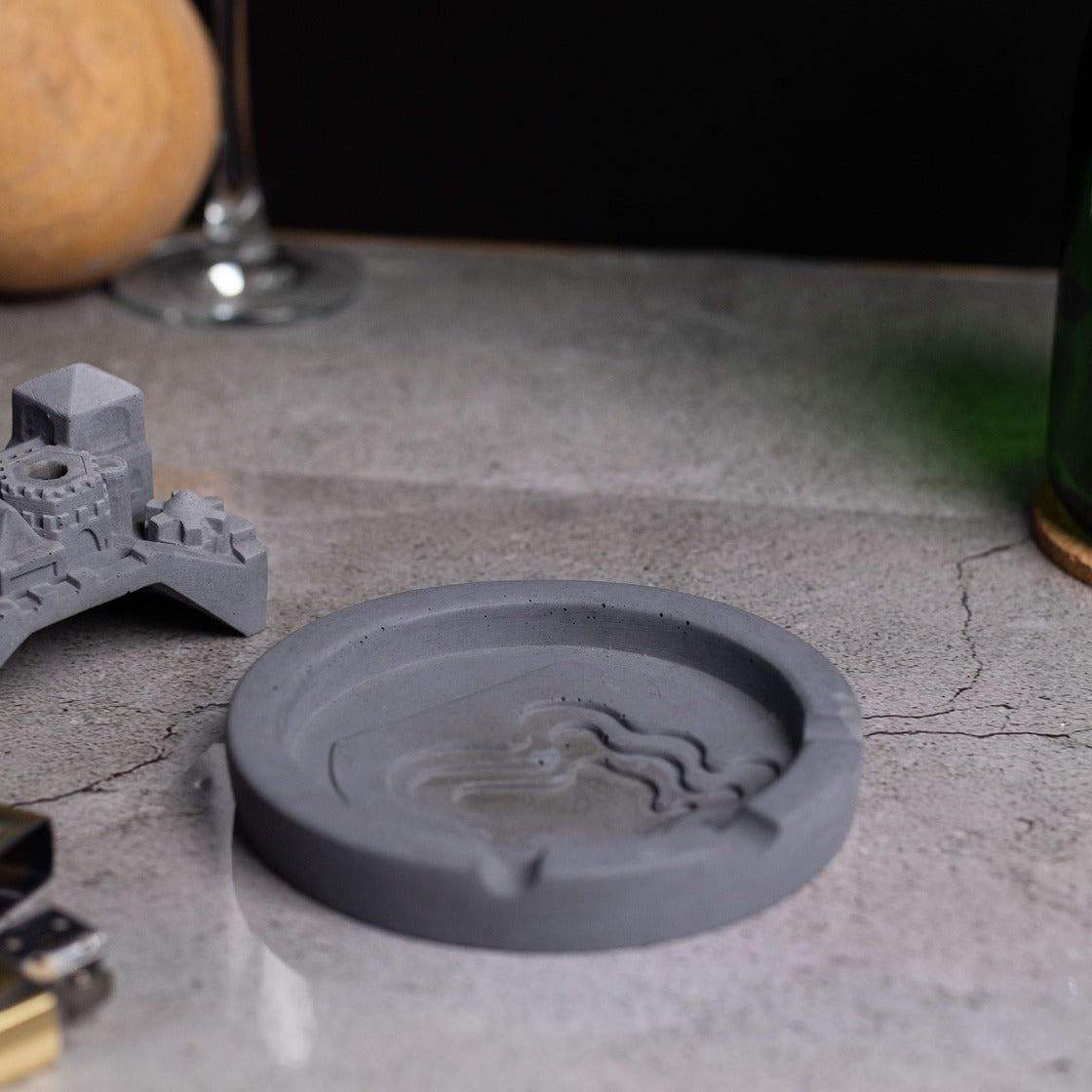 Cosmic City Dark Concrete-Statement decor piece that doubles up as a unique ashtray, incense stick holder