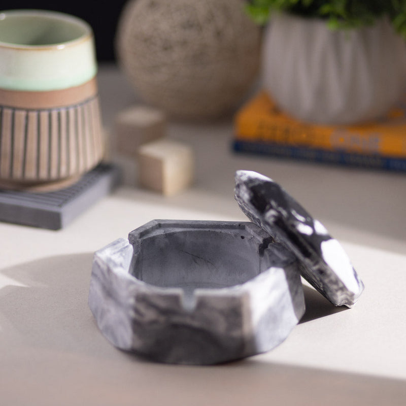 Hextray Nero marble - Hexagonal Geometric Ashtray for Indoor, Outdoor, Car, Office or Home Decor