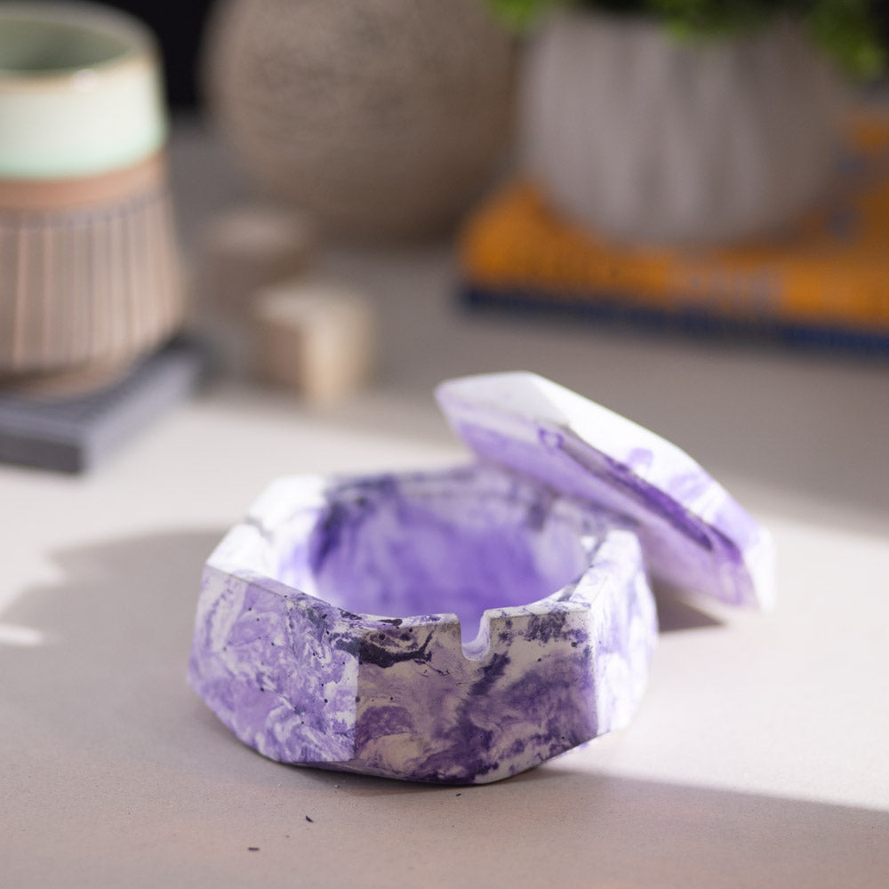Hextray Orchid marble - Hexagonal Geometric Ashtray for Indoor, Outdoor, Car, Office or Home Decor