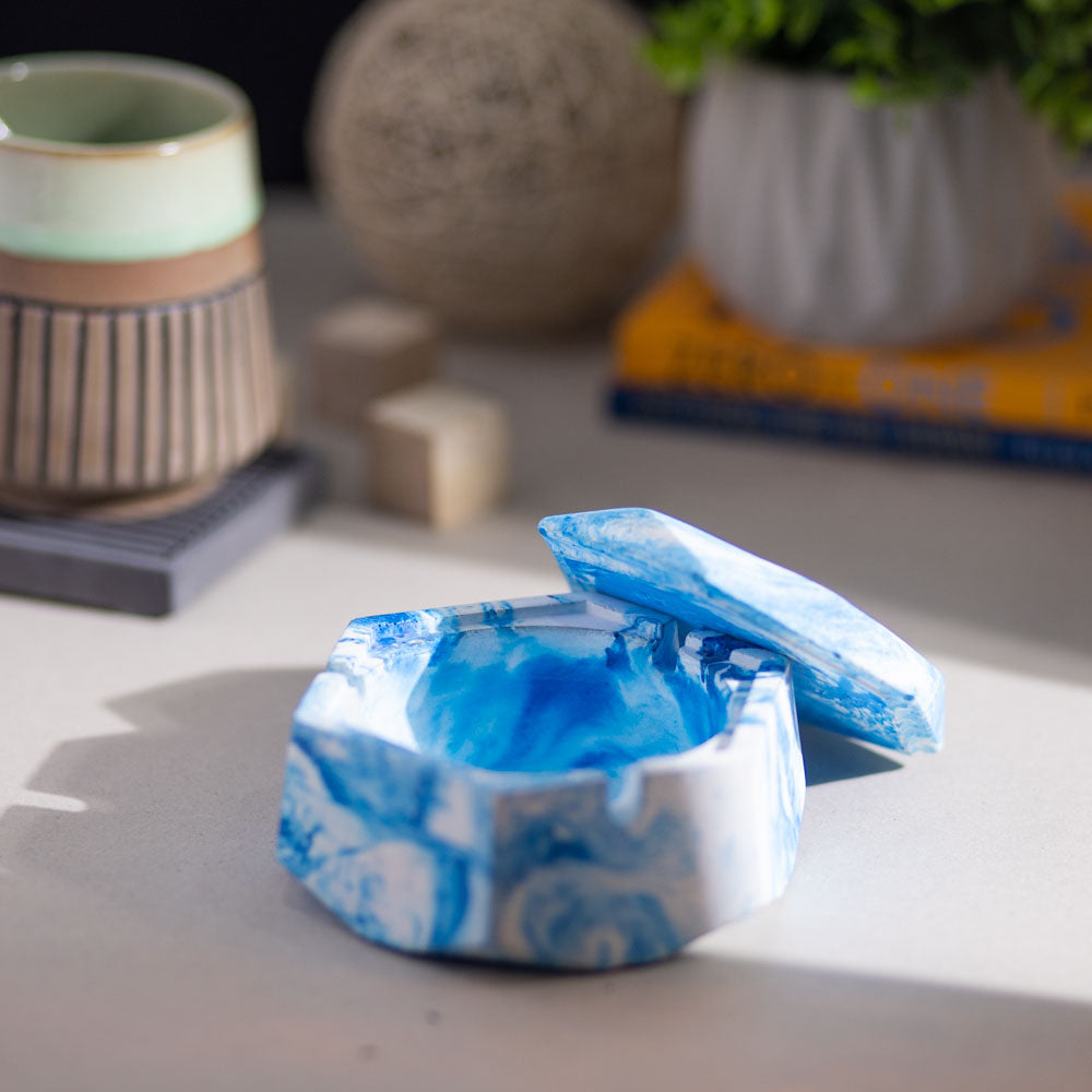 Hextray Orchid marble - Hexagonal Geometric Ashtray for Indoor, Outdoor, Car, Office or Home Decor