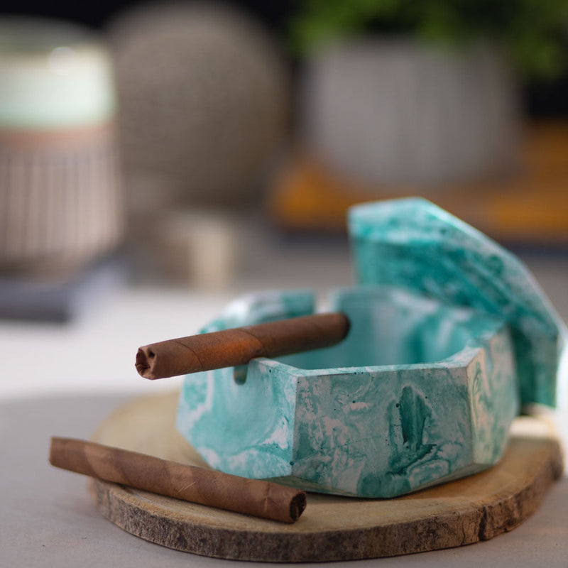 Hextray Mint marble - Hexagonal Geometric Ashtray for Indoor, Outdoor, Car, Office or Home Decor