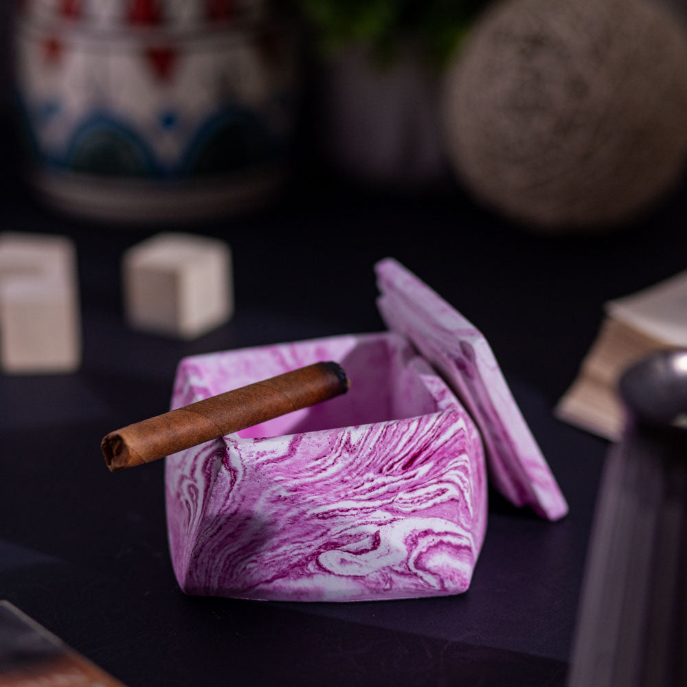 Rosq- Concrete Ashtray with a lid- ideal for use both indoors and outdoors