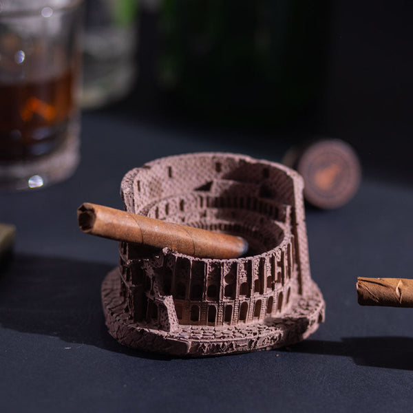 Colosseum Monument Miniature Terracotta - Architectural Desk Accessory Paper Weight or Roman Ashtray