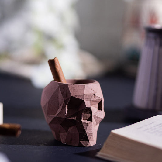 Skull Terracotta - Unique geometric skull shaped 3D pointed planter / Paperweight for Home & Office