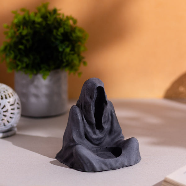 Monk in a Robe- Concrete Tealight Candle holder featuring a Monk Clad in a Medieval Robe