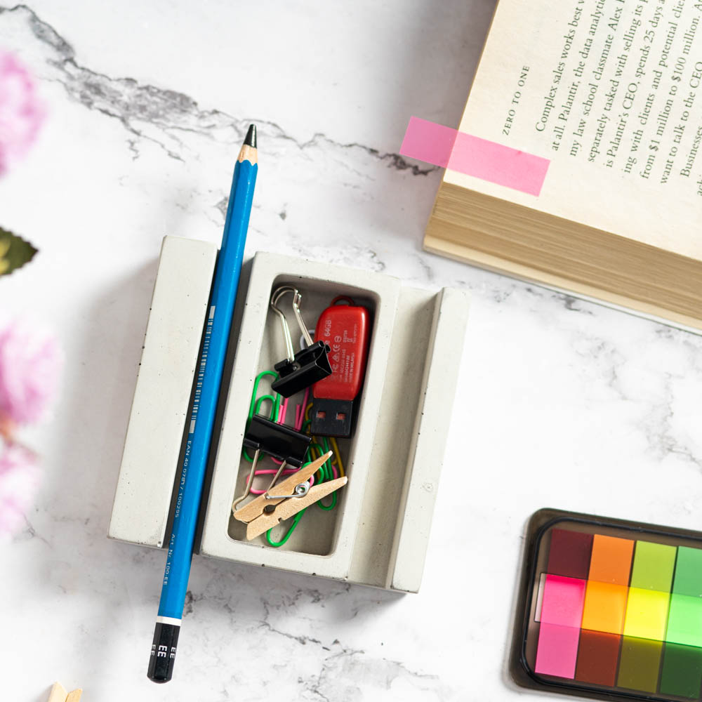 Palette Aesthetic Desk Organizers from the House of Greyt in concrete
