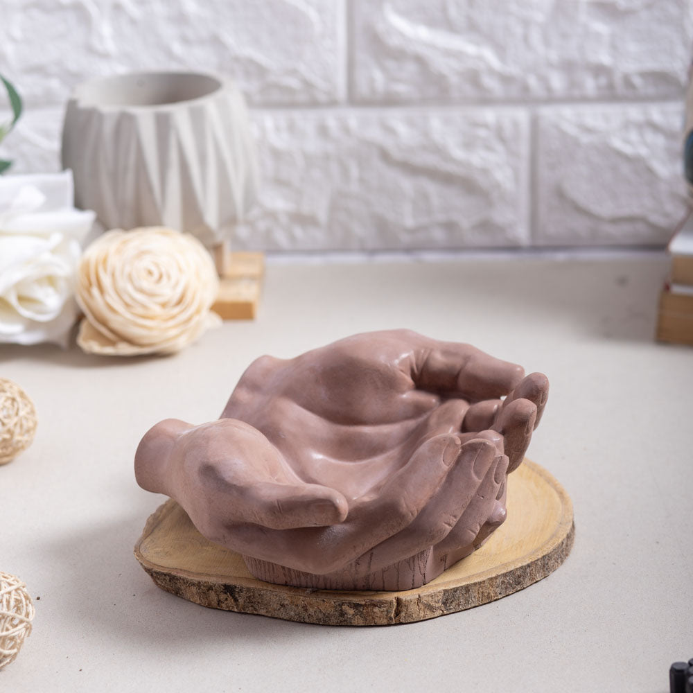 Docile Ashtray Dark Concrete - Real Human Hand Sculpture for Office & Home
